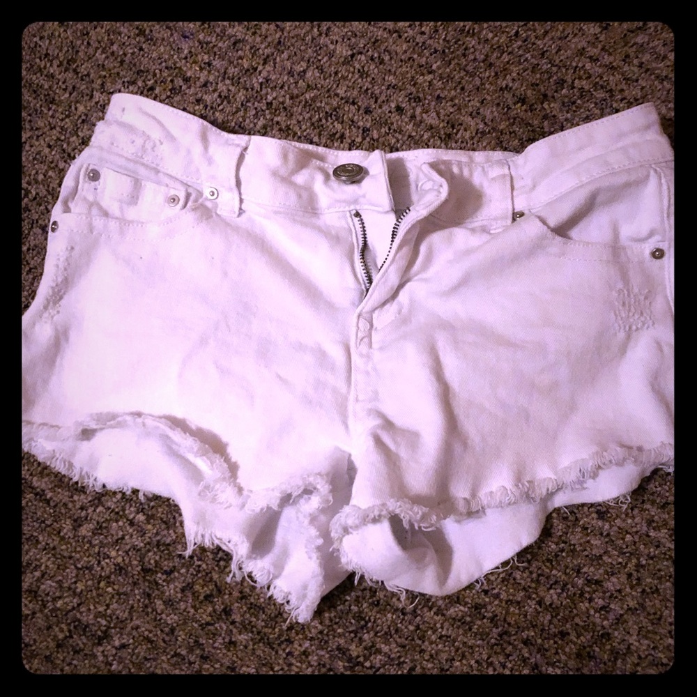 White jean shorts